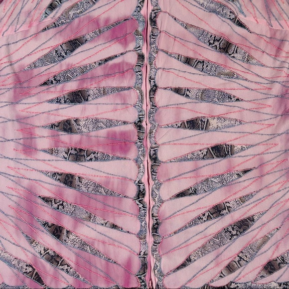 Obstinee By Ika size 12 unique pink & grey zip up shirt with lace & 3/4 sleeves - Picture 4 of 16